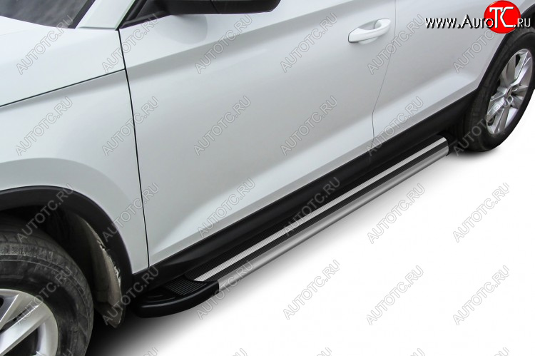 11 639 р. Пороги алюминиевые Slitkoff  Toyota Hilux  AN120 (2017-2020) 1-ый рестайлинг (Luxe Black)  с доставкой в г. Керчь