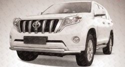Двойная защита переднего бампера из труб диаметрами по 57 мм Slitkoff Toyota Land Cruiser Prado  J150 (2013-2017) 1-ый рестайлинг