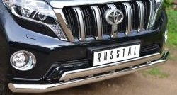 18 649 р. Защита переднего бампера (2 трубыØ76 и 75х42 мм, нержавейка) Russtal Toyota Land Cruiser Prado J150 1-ый рестайлинг (2013-2017)  с доставкой в г. Керчь. Увеличить фотографию 2