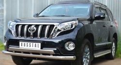 18 649 р. Защита переднего бампера (2 трубыØ76 и 75х42 мм, нержавейка) Russtal Toyota Land Cruiser Prado J150 1-ый рестайлинг (2013-2017)  с доставкой в г. Керчь. Увеличить фотографию 4