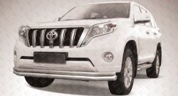 Двойная длинная защита переднего бампера (d76 и 57 мм) Slitkoff Toyota Land Cruiser Prado  J150 (2013-2017) 1-ый рестайлинг