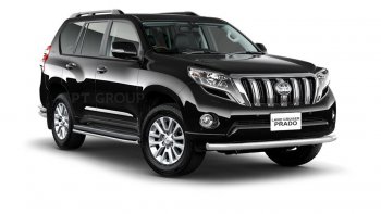 18 449 р. Защита переднего бампера одинарная из трубы d63 мм Petroil Tuning  Toyota Land Cruiser Prado  J150 (2013-2017) 1-ый рестайлинг (Нержавеющая полированная сталь)  с доставкой в г. Керчь. Увеличить фотографию 2