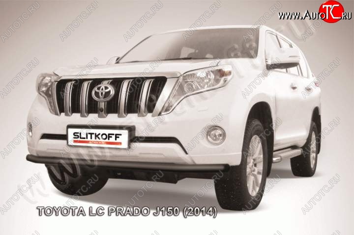 10 349 р. Защита переднего бампер Slitkoff  Toyota Land Cruiser Prado  J150 (2013-2017) 1-ый рестайлинг (Цвет: серебристый)  с доставкой в г. Керчь