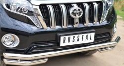23 999 р. Защита переднего бампера (Ø63 мм с углами, нержавейка) SLITKOFF  Toyota Land Cruiser Prado  J150 (2013-2017) 1-ый рестайлинг  с доставкой в г. Керчь. Увеличить фотографию 2
