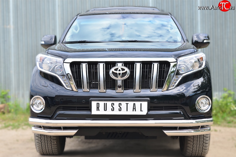 23 999 р. Защита переднего бампера (Ø63 мм с углами, нержавейка) SLITKOFF  Toyota Land Cruiser Prado  J150 (2013-2017) 1-ый рестайлинг  с доставкой в г. Керчь