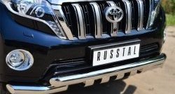 29 549 р. Защита переднего бампера (2 трубы Ø76 мм с зубами, нержавейка) SLITKOFF  Toyota Land Cruiser Prado  J150 (2013-2017) 1-ый рестайлинг  с доставкой в г. Керчь. Увеличить фотографию 2