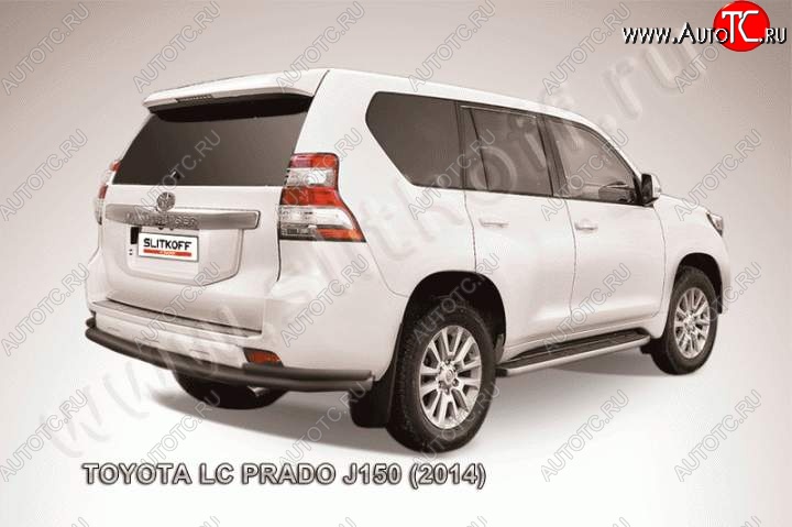 13 499 р. Защита задняя Slitkoff  Toyota Land Cruiser Prado  J150 (2013-2017) 1-ый рестайлинг (Цвет: серебристый)  с доставкой в г. Керчь