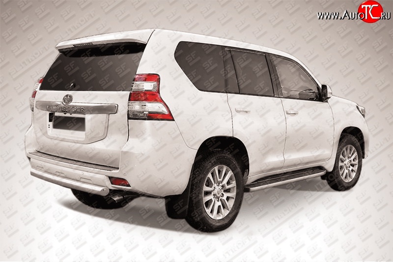 13 849 р. Защита заднего бампера из короткой трубы диаметром 76 мм Slitkoff  Toyota Land Cruiser Prado  J150 (2013-2017) 1-ый рестайлинг (Цвет: нержавеющая полированная сталь)  с доставкой в г. Керчь
