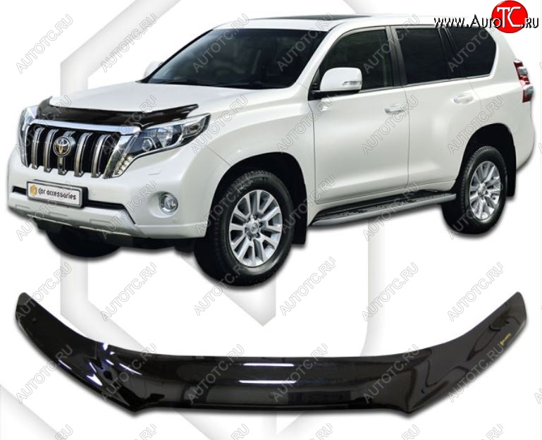 2 379 р. Дефлектор капота CA-Plastiс Toyota Land Cruiser Prado J150 1-ый рестайлинг (2013-2017) (Classic черный, Без надписи)  с доставкой в г. Керчь