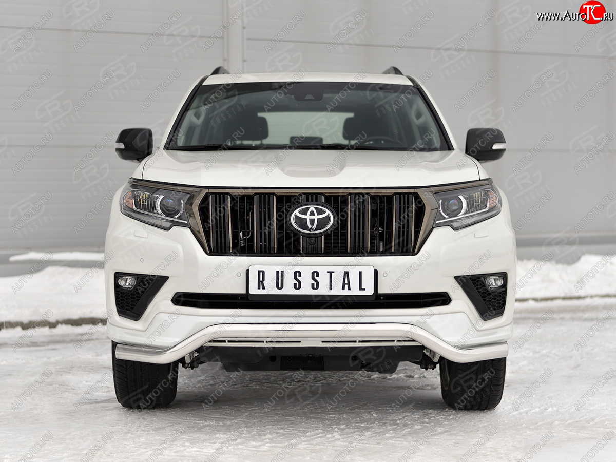 17 799 р. Защита переднего бампера (Ø63 мм волна, нержавейка, BLACK ONYX) SLITKOFF Toyota Land Cruiser Prado J150 3-ий рестайлинг (2020-2025)  с доставкой в г. Керчь