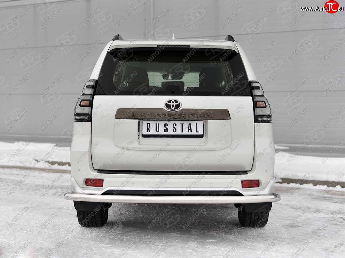 17 999 р. Защита заднего бампера (Ø63 мм, нержавейка, BLACK ONYX) SLITKOFF  Toyota Land Cruiser Prado  J150 (2020-2025) 3-ий рестайлинг  с доставкой в г. Керчь