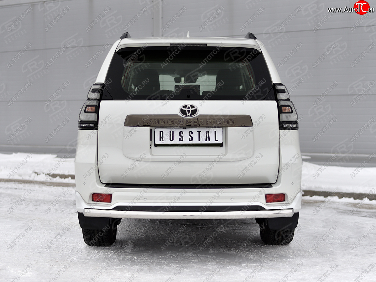 14 749 р. Защита заднего бампера (Ø63 мм укороченная, нержавейка, BLACK ONYX) SLITKOFF  Toyota Land Cruiser Prado  J150 (2020-2025) 3-ий рестайлинг  с доставкой в г. Керчь