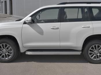 Защита порогов (Ø42 мм, BLACK ONYX) SLITKOFF Toyota Land Cruiser Prado  J150 (2020-2025) 3-ий рестайлинг (полированная нержавейка)