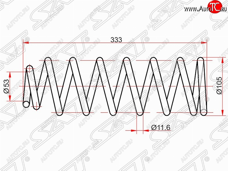 2 269 р. Комплект задних пружин (2 шт) 2WD SAT  Toyota Allion  T240 - Premio  T240  с доставкой в г. Керчь