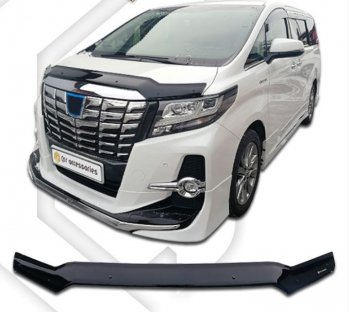 1 999 р. Дефлектор капота CA-Plastiс Toyota Alphard H30 дорестайлинг (2015-2018) (серия Classic черный, Без надписи)  с доставкой в г. Керчь. Увеличить фотографию 2