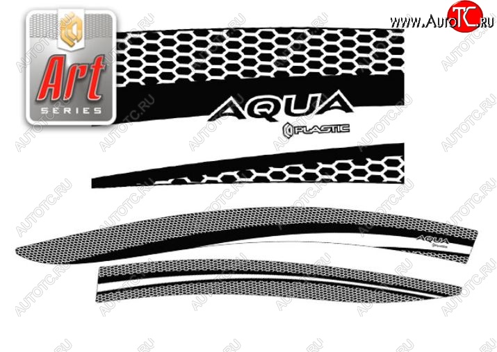 2 199 р. Дефлектора окон CA-Plastic  Toyota Aqua  P10 (2011-2021) дорестайлинг, 1-ый рестайлинг, 2-ой рестайлинг (Серия Art графит, Без хром.молдинга)  с доставкой в г. Керчь