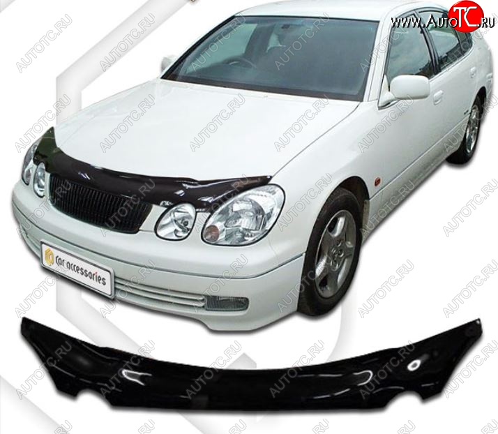 2 199 р. Дефлектор капота CA-Plastic Toyota Aristo S160 дорестайлинг (1997-2001) (Classic черный, Без надписи)  с доставкой в г. Керчь