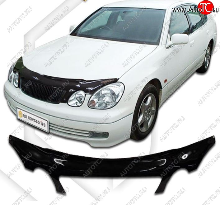 2 599 р. Дефлектор капота CA-Plastiс exclusive Toyota Aristo S160 дорестайлинг (1997-2001) (Classic черный, Без надписи)  с доставкой в г. Керчь