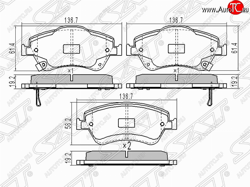 1 299 р. Колодки тормозные (передние) SAT  Toyota Auris  E150 - Corolla  E150  с доставкой в г. Керчь