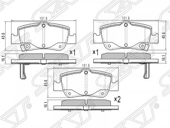 Колодки тормозные SAT (задние) Toyota Auris E150 хэтчбэк 5 дв. дорестайлинг (2006-2010)