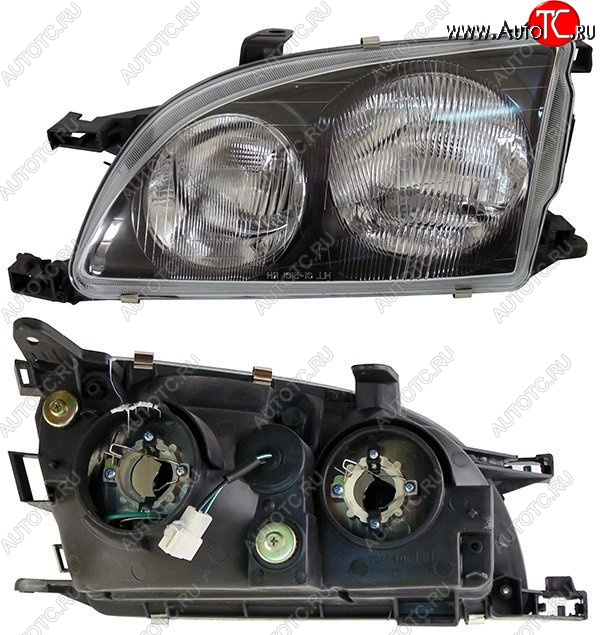 3 299 р. Левая фара SAT (чёрная)  Toyota Avensis  T220 седан - Caldina  T210  с доставкой в г. Керчь