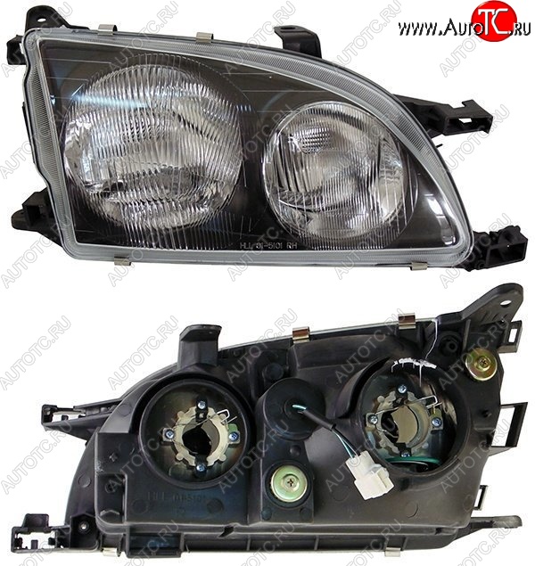 3 299 р. Правая фара SAT (чёрная) Toyota Caldina T210 дорестайлинг универсал (1997-1999)  с доставкой в г. Керчь