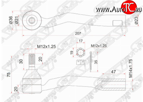 869 р. Правый наконечник рулевой тяги SAT Toyota Avensis T220 седан дорестайлинг (1997-2001)  с доставкой в г. Керчь