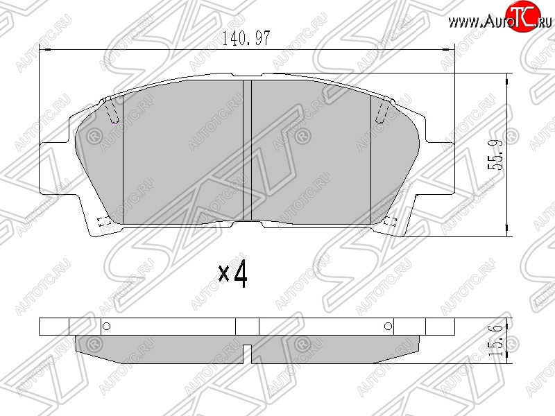 1 179 р. Колодки тормозные SAT (передние) Toyota Avensis T220 седан рестайлинг (2000-2003)  с доставкой в г. Керчь