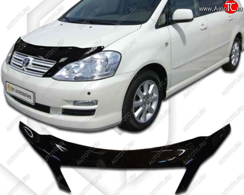 2 599 р. Дефлектор капота CA-Plastiс exclusive Toyota Avensis Verso MPV (2001-2010) (Classic черный, Без надписи)  с доставкой в г. Керчь