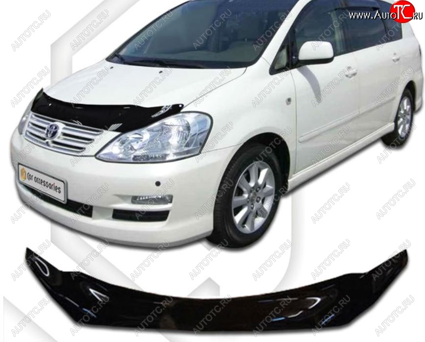 2 079 р. Дефлектор капота CA-Plastiс  Toyota Avensis Verso  MPV (2001-2010) (Classic черный, Без надписи)  с доставкой в г. Керчь