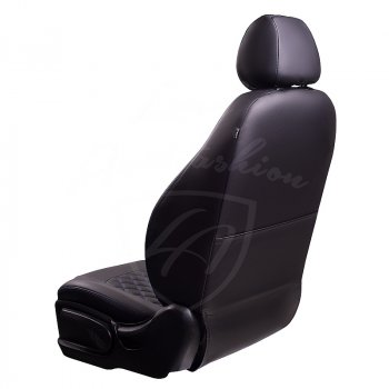 9 449 р. Чехлы для сидений Lord Autofashion Турин Ромб (экокожа) Toyota Avensis T250 седан дорестайлинг (2003-2006) (Черный, вставка черная, строчка синяя)  с доставкой в г. Керчь. Увеличить фотографию 3