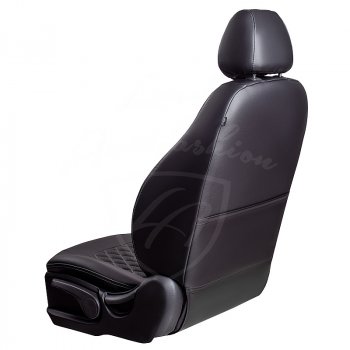 9 449 р. Чехлы для сидений Lord Autofashion Турин Ромб (экокожа) Toyota Avensis T250 седан дорестайлинг (2003-2006) (Черный, вставка черная, строчка серая)  с доставкой в г. Керчь. Увеличить фотографию 3