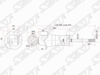 Амортизатор задний SAT Toyota Avensis ( T250 седан,  T250 универсал) (2003-2008) дорестайлинг, рестайлинг