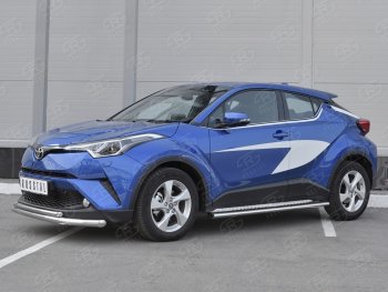 17 699 р. Защита переднего бампера (2 трубы Ø63 и 42 мм, нержавейка) SLITKOFF Toyota C-HR NGX10, ZGX10 дорестайлинг (2016-2019)  с доставкой в г. Керчь. Увеличить фотографию 2