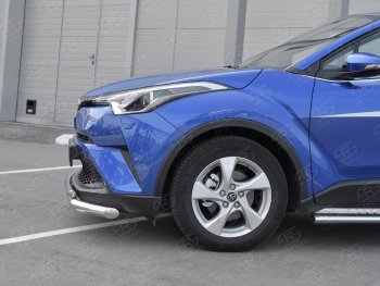 17 699 р. Защита переднего бампера (2 трубы Ø63 и 42 мм, нержавейка) SLITKOFF Toyota C-HR NGX10, ZGX10 дорестайлинг (2016-2019)  с доставкой в г. Керчь. Увеличить фотографию 3