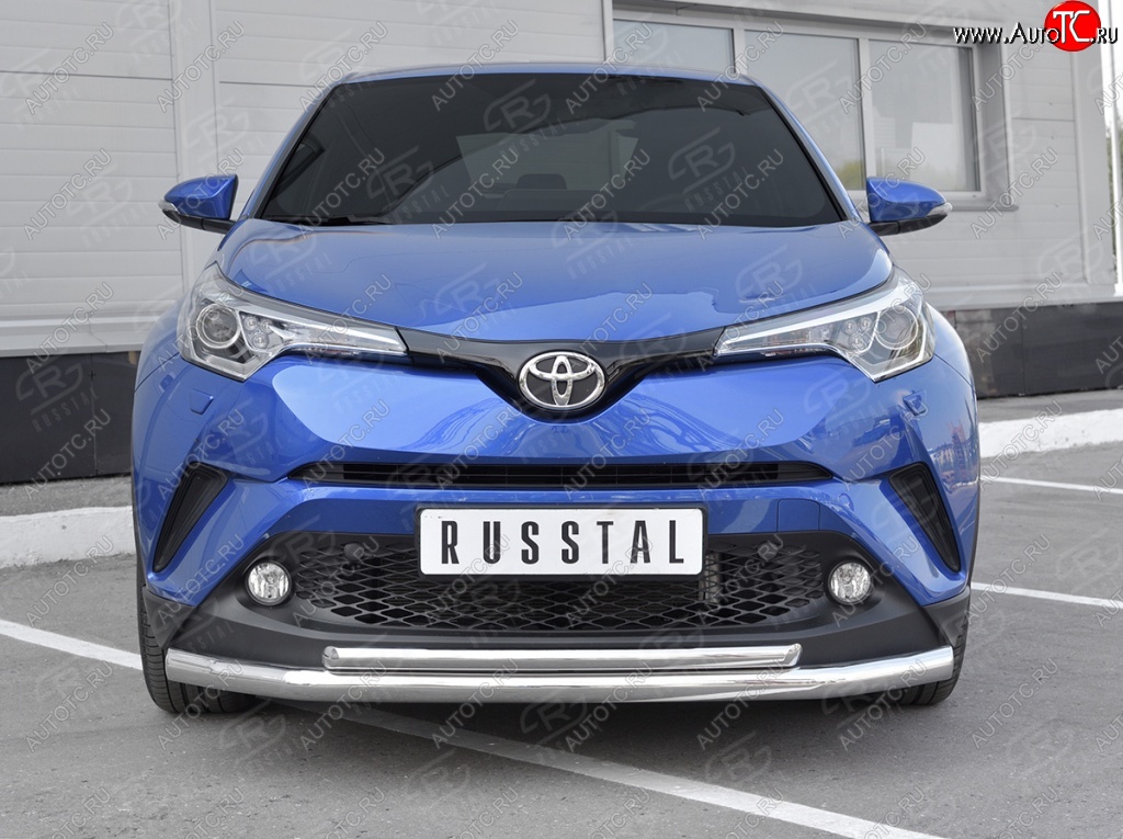 17 699 р. Защита переднего бампера (2 трубы Ø63 и 42 мм, нержавейка) SLITKOFF Toyota C-HR NGX10, ZGX10 дорестайлинг (2016-2019)  с доставкой в г. Керчь