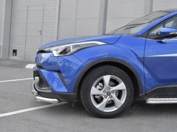 23 549 р. Защита переднего бампера (Ø63 мм с клыками, нержавейка) SLITKOFF Toyota C-HR NGX10, ZGX10 дорестайлинг (2016-2019)  с доставкой в г. Керчь. Увеличить фотографию 3