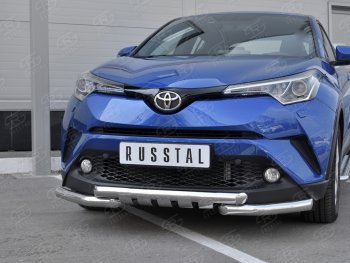 23 549 р. Защита переднего бампера (Ø63 мм с клыками, нержавейка) SLITKOFF Toyota C-HR NGX10, ZGX10 дорестайлинг (2016-2019)  с доставкой в г. Керчь. Увеличить фотографию 4