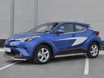 16 999 р. Защита переднего бампера (2 трубы Ø42 мм, нержавейка) SLITKOFF Toyota C-HR NGX10, ZGX10 дорестайлинг (2016-2019)  с доставкой в г. Керчь. Увеличить фотографию 3