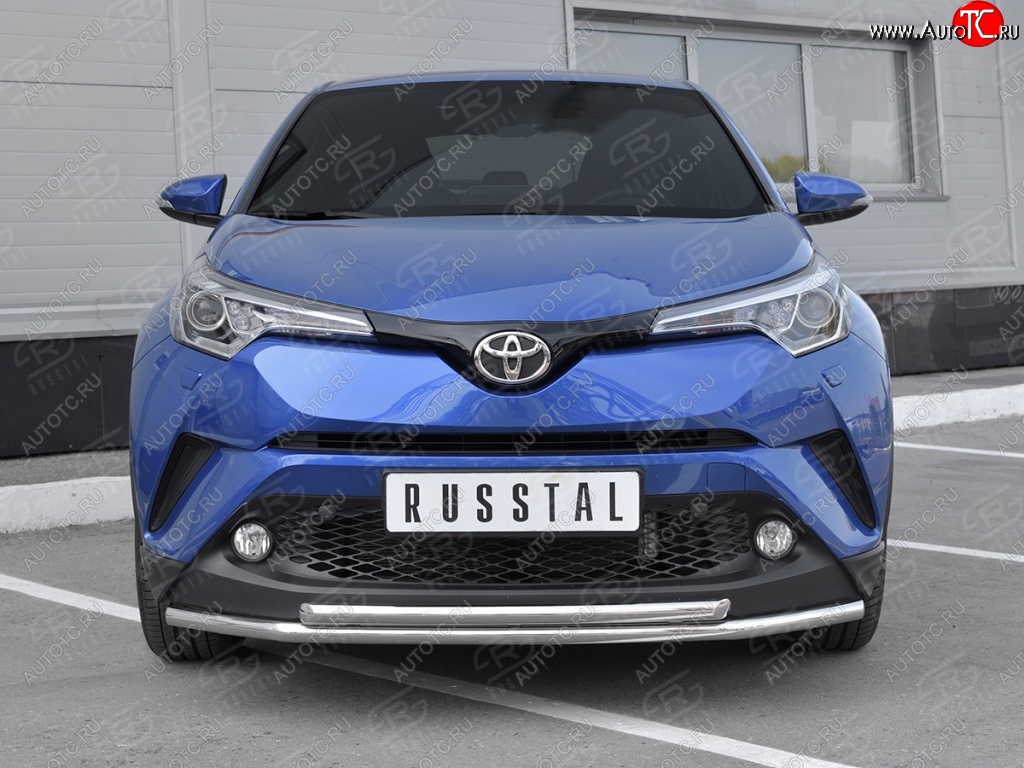 16 999 р. Защита переднего бампера (2 трубы Ø42 мм, нержавейка) SLITKOFF Toyota C-HR NGX10, ZGX10 дорестайлинг (2016-2019)  с доставкой в г. Керчь