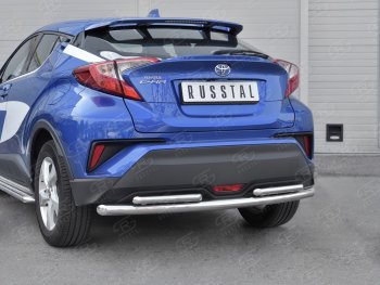 16 899 р. Защита заднего бампера d63/d42 SLITKOFF (дуги)  Toyota C-HR  NGX10, ZGX10 (2016-2019) дорестайлинг  с доставкой в г. Керчь. Увеличить фотографию 4