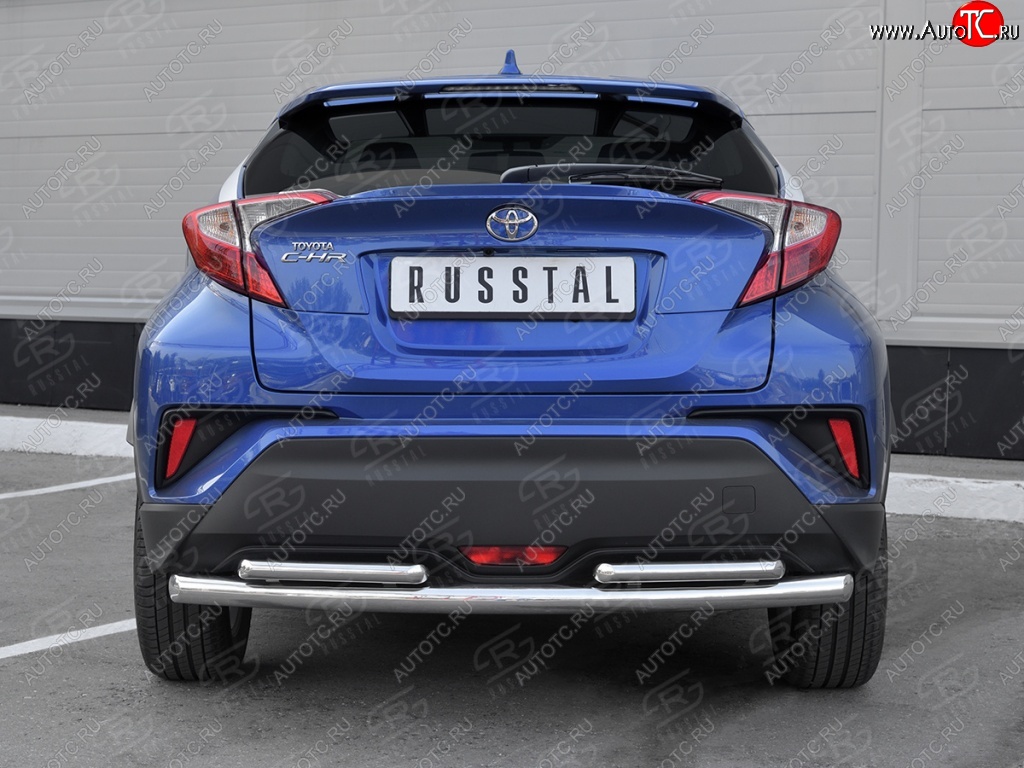 16 899 р. Защита заднего бампера d63/d42 SLITKOFF (дуги)  Toyota C-HR  NGX10, ZGX10 (2016-2019) дорестайлинг  с доставкой в г. Керчь