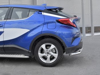 17 999 р. Защита заднего бампера (2 трубы Ø63 и 42 мм, нержавейка) SLITKOFF  Toyota C-HR  NGX10, ZGX10 (2016-2019) дорестайлинг  с доставкой в г. Керчь. Увеличить фотографию 3