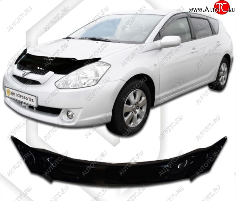2 059 р. Дефлектор капота CA-Plastiс exclusive  Toyota Caldina  T240 (2002-2007) универсал дорестайлинг, универсал рестайлинг (серия Classic черный, Без надписи)  с доставкой в г. Керчь