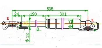 Правый газовый упор крышки багажника SAT Toyota Caldina  T190 (1992-1997) дорестайлинг универсал, рестайлинг универсал