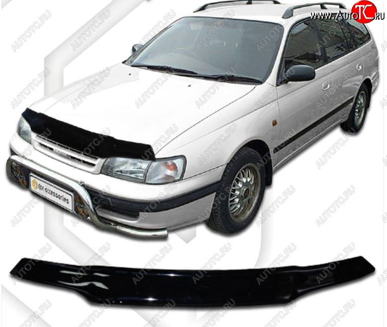 1 899 р. Дефлектор капота CA-Plastiс  Toyota Caldina  T190 (1992-1997) дорестайлинг универсал, рестайлинг универсал (Classic черный, Без надписи)  с доставкой в г. Керчь