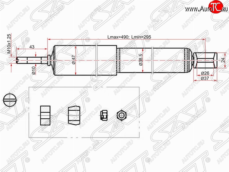 1 649 р. Амортизатор задний SAT Toyota Caldina T210 дорестайлинг универсал (1997-1999)  с доставкой в г. Керчь