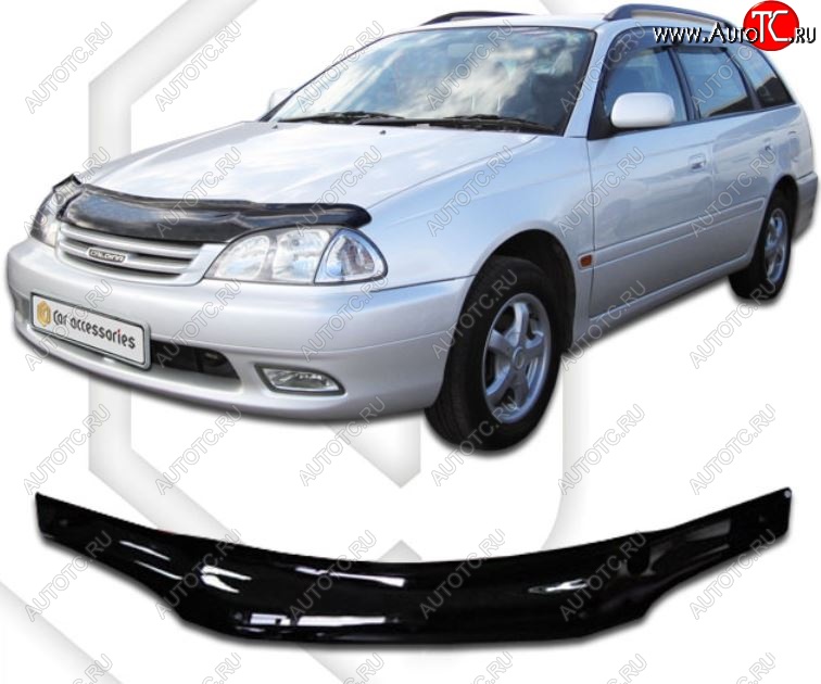 1 999 р. Дефлектор капота (T215) CA-Plastiс  Toyota Caldina  T210 (2000-2002) рестайлинг универсал (Classic черный, Без надписи)  с доставкой в г. Керчь