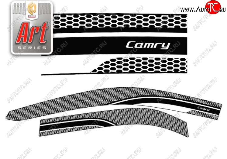 2 299 р. Дефлектора окон CA-Plastic  Toyota Camry  XV55 (2014-2018) 1-ый рестайлинг, 2-ой рестайлинг (Серия Art белая, Без хром.молдинга)  с доставкой в г. Керчь