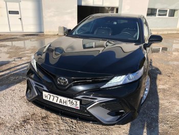 14 699 р. Накладка переднего бампера Yurol Toyota Camry XV70 дорестайлинг (2017-2021) (Неокрашенная)  с доставкой в г. Керчь. Увеличить фотографию 3